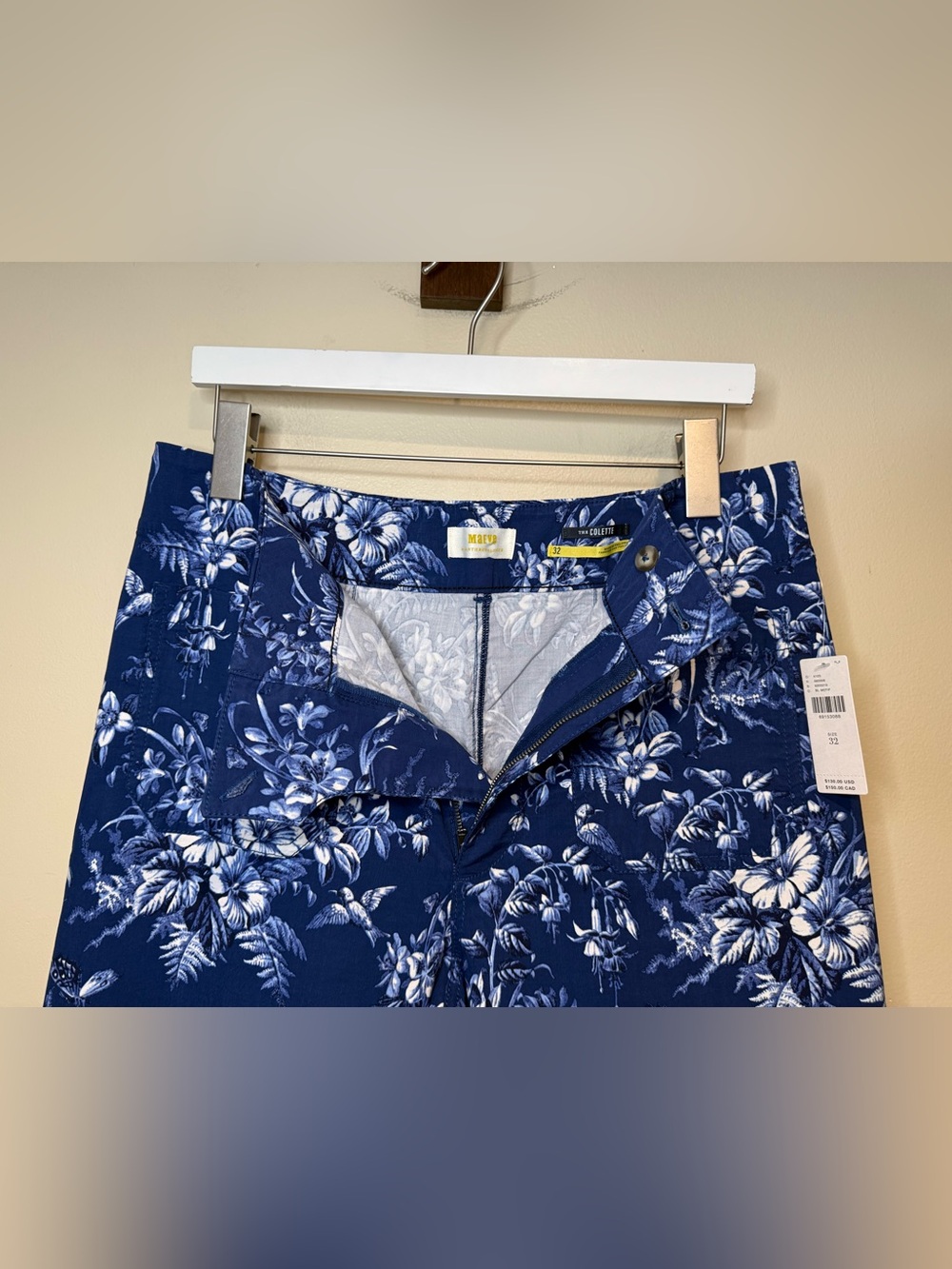 Anthropologie Maeve The Colette Cropped Wide-Leg Pants Blue Motif floral NWT - Picture 7 of 13
